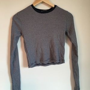 Brandy Melville Cropped Striped Long Sleeve